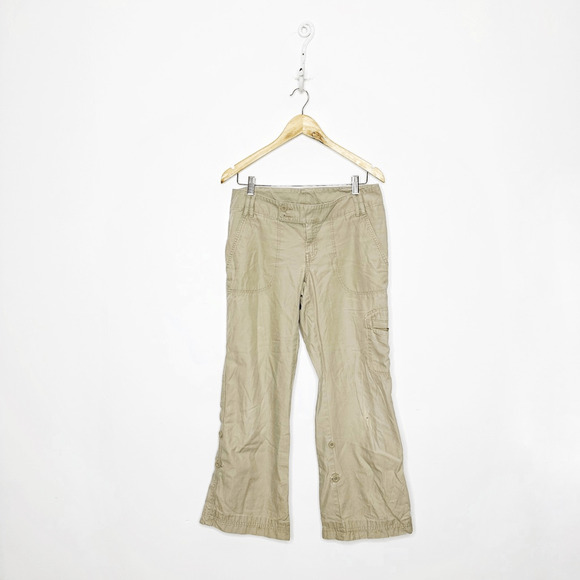 Vintage THE NORTH FACE adjustable cargo pants beige roll up thrashed women's 6 - Picture 1 of 12